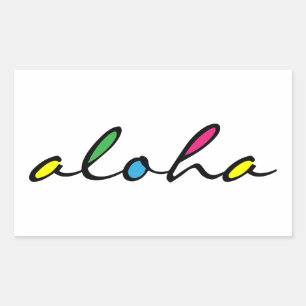 Pegatina Rectangular AlOHA colorido