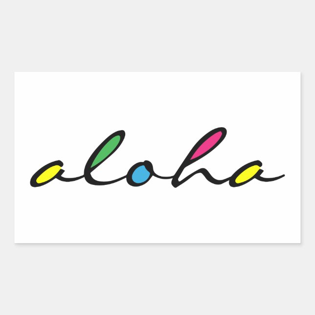 Pegatina Rectangular AlOHA colorido (Anverso)