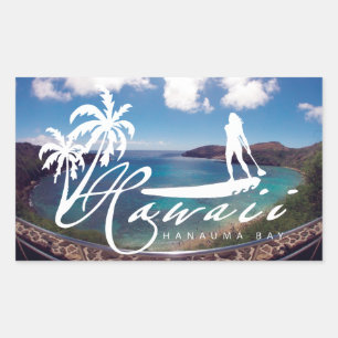 Pegatina Rectangular Aloha Hawaii se levanta a remo