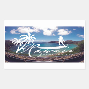 Pegatina Rectangular Aloha Hawaii se levanta a remo