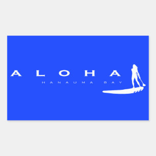 Pegatina Rectangular Aloha Hawaii se levanta a remo