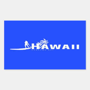 Pegatina Rectangular Aloha Hawaii se levanta a remo