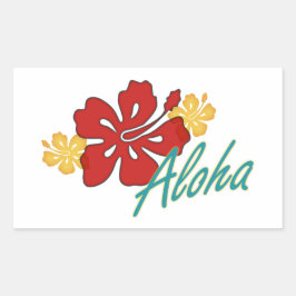 Pegatina Rectangular Aloha Hibiscus