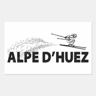 Pegatina Rectangular Alpe d’Huez Francia Saltador de Esquí