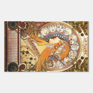 Pegatina Rectangular Alphonse Mucha Zodiac