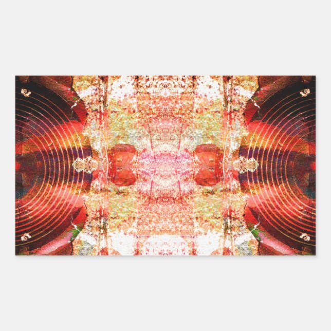 Pegatina Rectangular Altavoces de sonido de fondo caliente (Anverso)