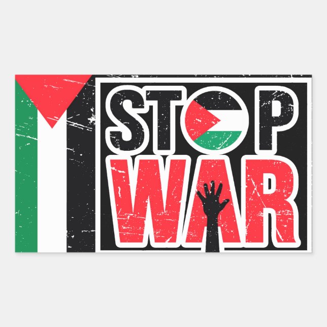 Pegatina Rectangular Alto a la guerra - Las vidas palestinas importan l (Anverso)