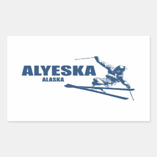 Pegatina Rectangular Alyeska Alaska Skier
