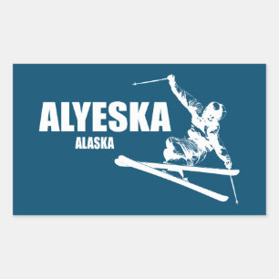 Pegatina Rectangular Alyeska Alaska Skier