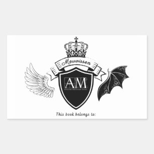Pegatina Rectangular Am Bookplate - Corona negra