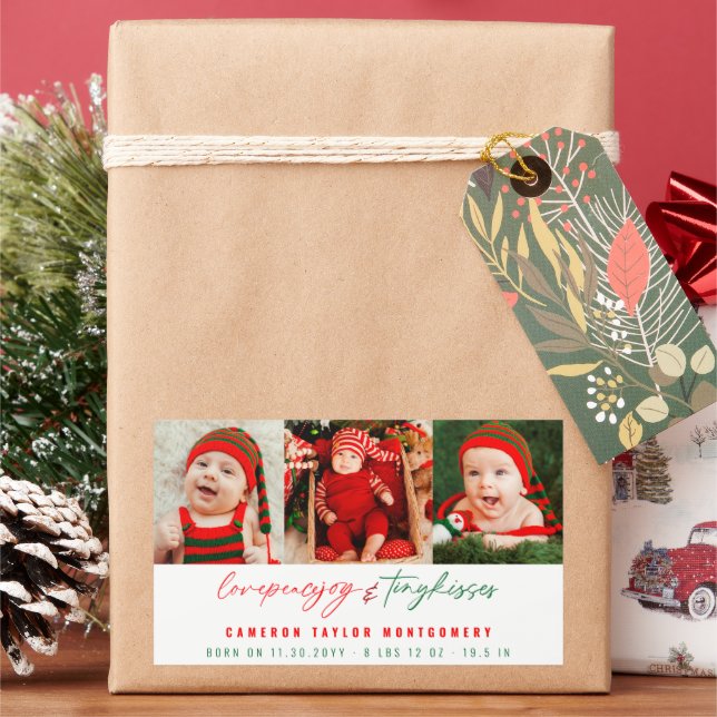 Pegatina Rectangular Ama la paz, alegría, pequeños besos, primeros Navi (Vacaciones)