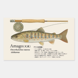 Pegatina Rectangular Amago (Oncorhynchus masou ishikawae) – Japonés