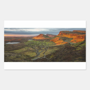 Pegatina Rectangular Amanecer en las montañas Quiraing en Skye, Escocia