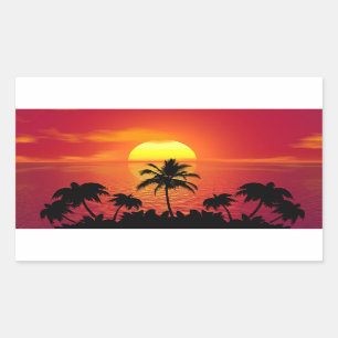 Pegatina Rectangular Amanecer tropical