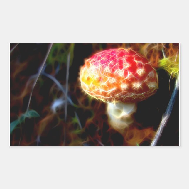 Pegatina Rectangular Amanita muscaria - Fly Agaric - Magic Mushroom (Anverso)
