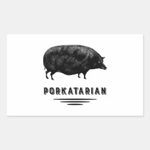Pegatina Rectangular Amante del tocino - Porkatarian - cerdo del