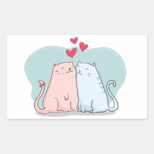 Pegatina Rectangular Amantes de gatos lindos - Kit de boda para ducha d