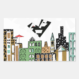 PEGATINA RECTANGULAR AMAR EL AVE EN LA CIUDAD