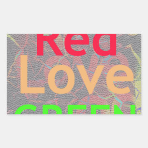 PEGATINA RECTANGULAR AMAR EL ORO ROJO VERDE