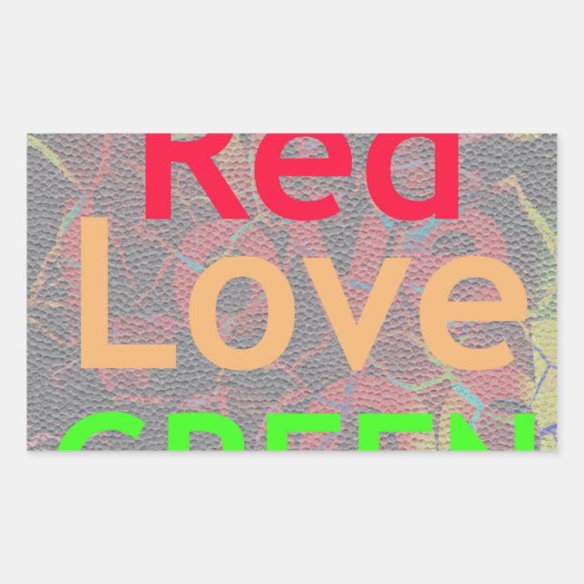PEGATINA RECTANGULAR AMAR EL ORO ROJO VERDE (Anverso)