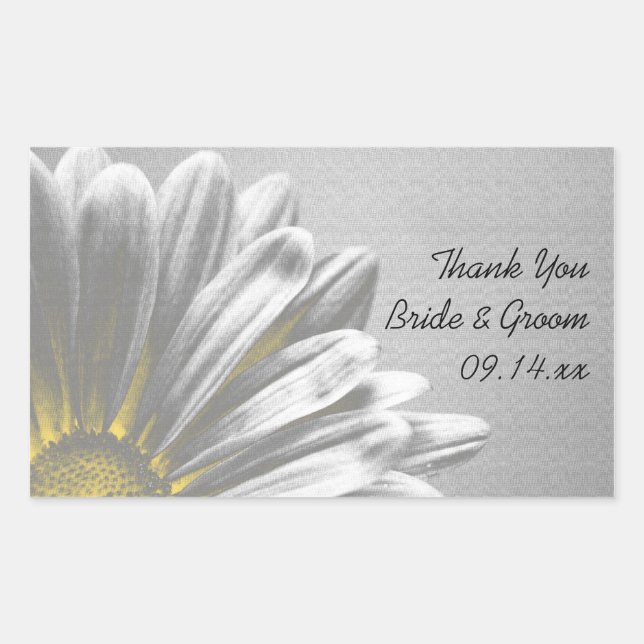Pegatina Rectangular Amarillo de los resaltados florales Boda Gracias E (Anverso)