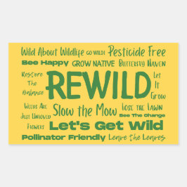 Pegatina Rectangular Amarillo del texto salvaje con verde