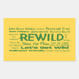 Pegatina Rectangular Amarillo del texto salvaje con verde