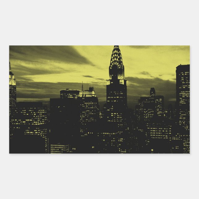 Pegatina Rectangular Amarillo dorado de Nueva York (Anverso)