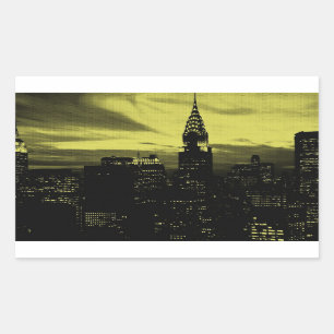 Pegatina Rectangular Amarillo dorado de Nueva York
