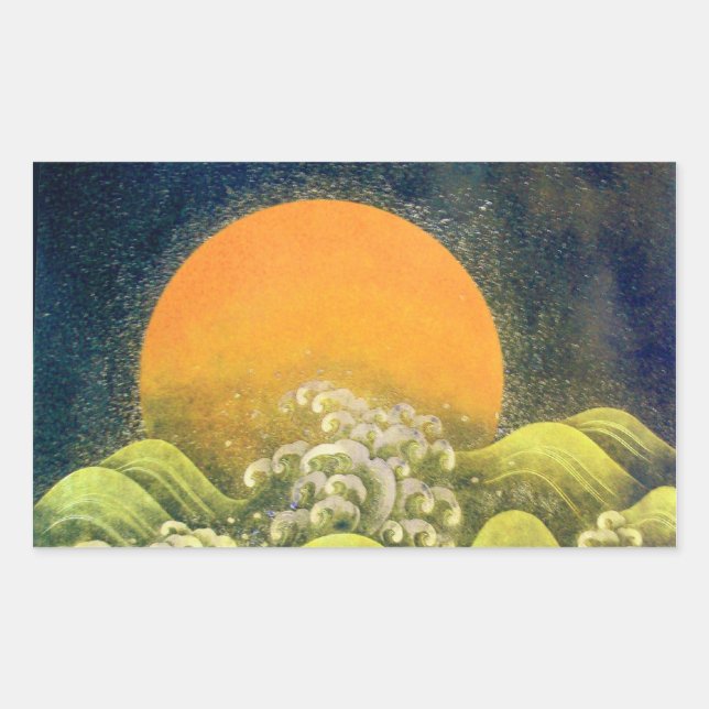 Pegatina Rectangular AMATERASU , SUN GODDESS , amarillo verde negro (Anverso)