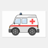 Pegatina Redonda Primeros auxilios - Médico (cruz) - Ambulancia, Ay, Zazzle.com