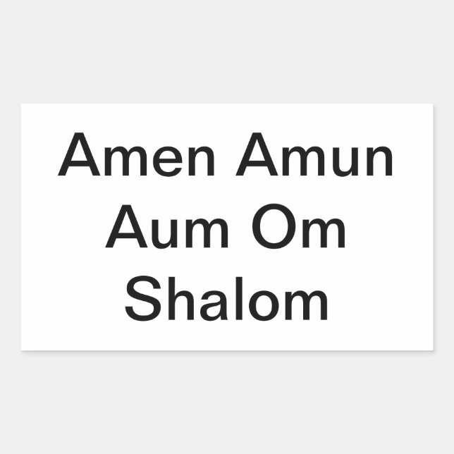 Pegatina Rectangular Amen Amun Aum Om Shalom Peace Hankamer Artjunkhaus (Anverso)