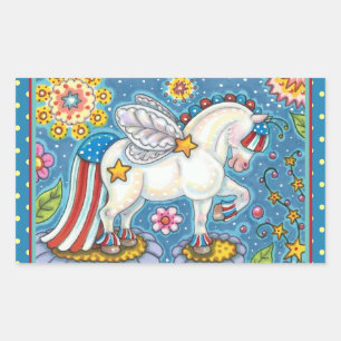 PEGATINA RECTANGULAR AMERICANA WHIMSYNICKER PATRIOTIC PONY BONITO