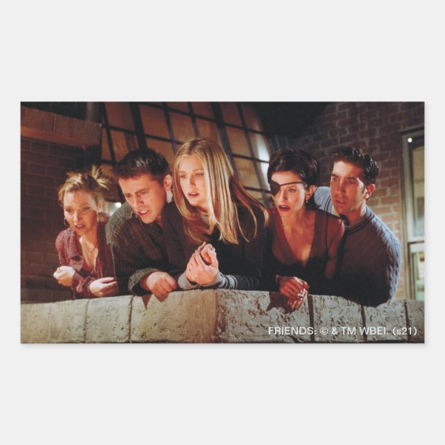 Pegatina Rectangular AMIGOS™ | La pandilla en el Balcón (Anverso)