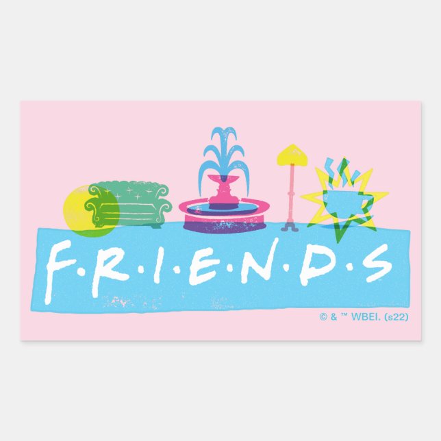 Pegatina Rectangular AMIGOS™ | Logotipo con iconos (Anverso)
