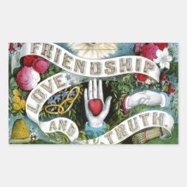 Pegatina Rectangular Amistad, amor y verdad