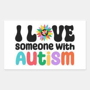 Pegatina Rectangular Amo A Alguien Con Autismo