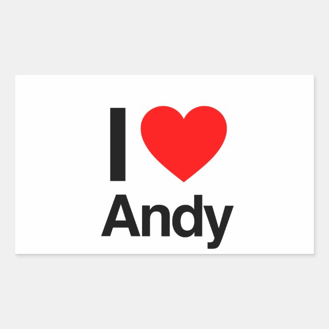 Pegatina Rectangular amo a andy (Anverso)