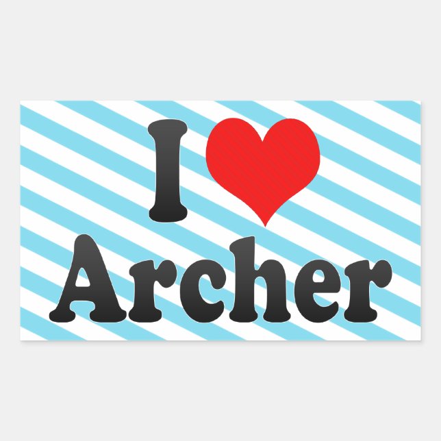 Pegatina Rectangular Amo a Archer (Anverso)
