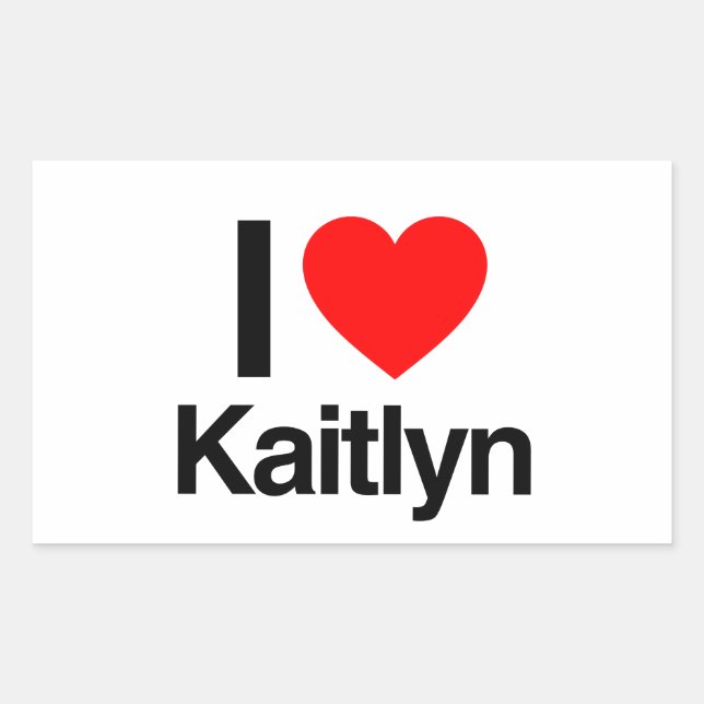 Pegatina Rectangular amo a kaitlyn (Anverso)