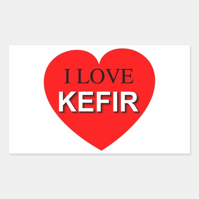 Pegatina Rectangular Amo a Kefir (Anverso)