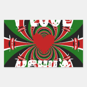 Pegatina Rectangular Amo a Kenia: Arte de Bandera Dinámica