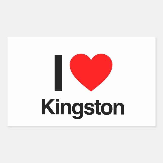Pegatina Rectangular amo a kingston (Anverso)