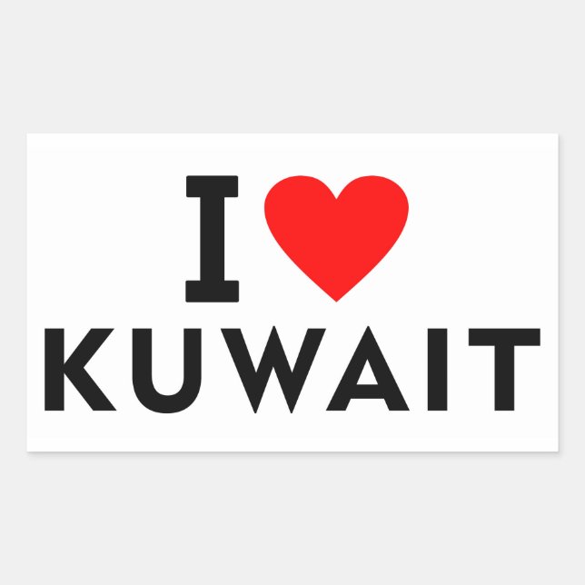 Pegatina Rectangular Amo a Kuwait como turismo de viajes al corazón (Anverso)