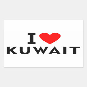 Pegatina Rectangular Amo a Kuwait como turismo de viajes al corazón