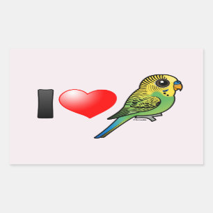 Pegatina Rectangular Amo a las Budgies