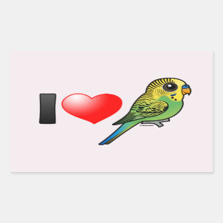 Pegatina Rectangular Amo a las Budgies