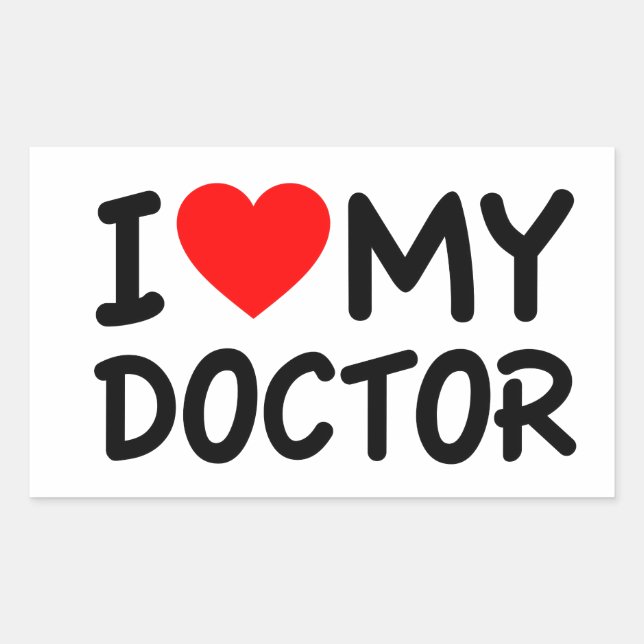Pegatina Rectangular Amo a mi Médica (Anverso)