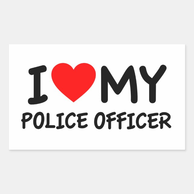 Pegatina Rectangular Amo a mi policía (Anverso)