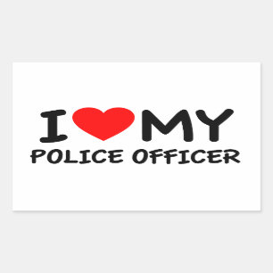Pegatina Rectangular Amo a mi policía